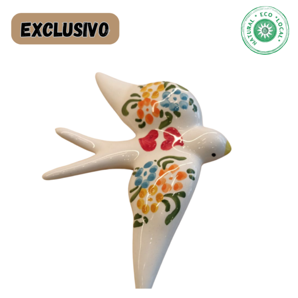 Andorinhas cerâmica vidradas corações