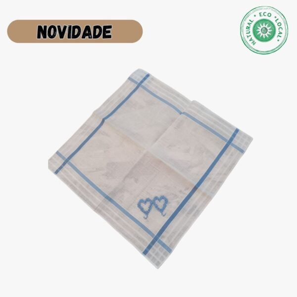 Lenço de mão ou lapela bordado  100% algodão Azul Claro