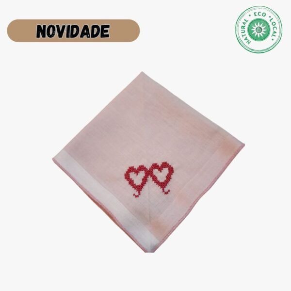 Lenço de mão ou lapela bordado  100% algodão Rosa