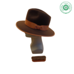 Fedora castanho e dourado Feltro 100% lã  Aba 7 cm Impermeável