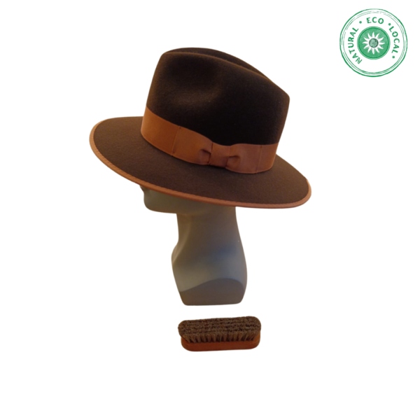 Fedora castanho e dourado Feltro 100% lã  Aba 7 cm Impermeável