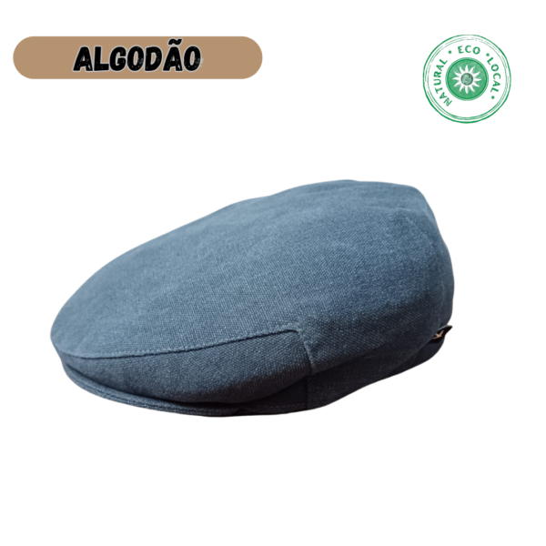 Boina plana azul em sarja de algodão