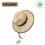 Chapéu preto tracejado palha de centeio aba grande (9 / 10 cm)