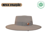 Chapéu de Feltro Cinza modelo à portuguesa aba larga, 9 cm