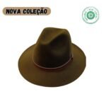 Chapéu Fedora aba 7 cm Tira couro tricolor  100 % lã de merino  Impermeável