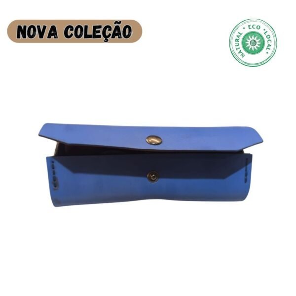 Caixa de óculos em pele natural - Azul