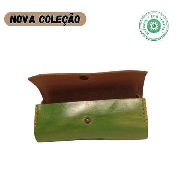 Caixa de óculos em pele natural - Verde