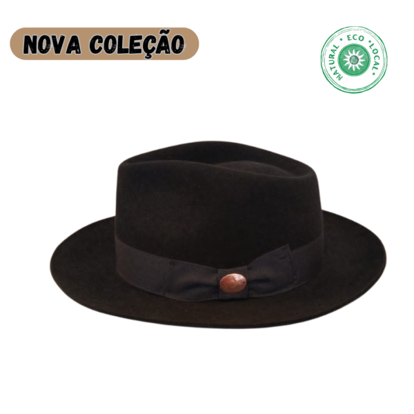Chapéu modelo Fedora Feltro de pêlo de coelho Preto