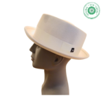 Chapéu de feltro, modelo Pork Pie, branco  Aba virada, 5 cm 100% feltro lã de merino  Impermeável