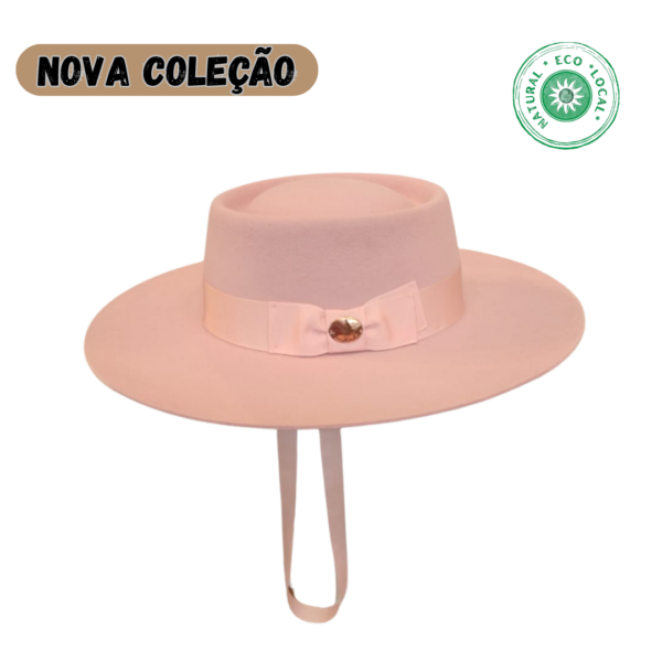 Chapéu modelo Portuguesa  pêlo de coelho Aba XL  Cor de Rosa