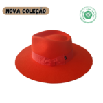Chapéu modelo Fedora  100% lã Aba XL  Cor de Laranja