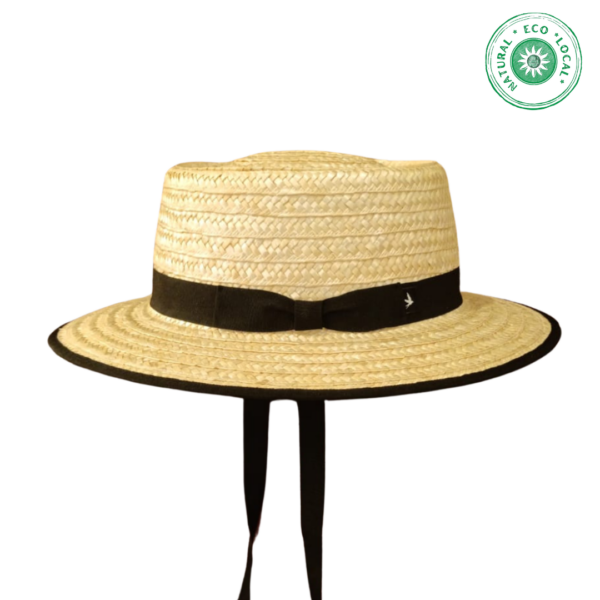 Chapéu preto  palha de centeio aba media6 (6 / 7cm)