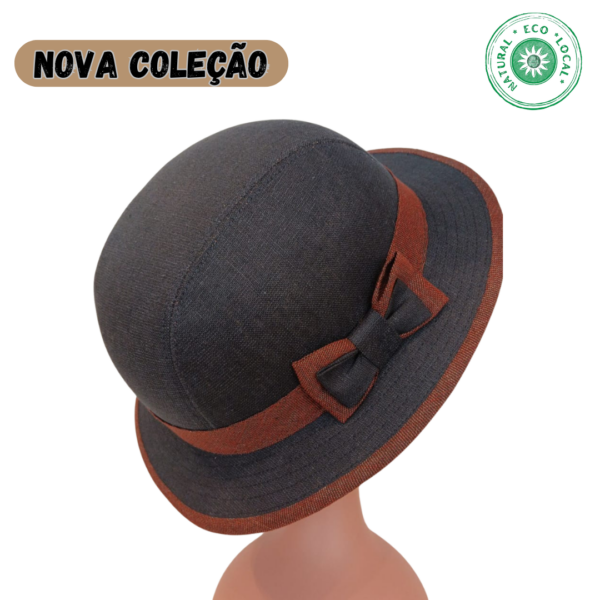 Chapéu em cortiça e algodão  Cloche Azul Marinho e Castanho