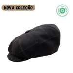 Boina em lã. Peaky Blinders preto com risca