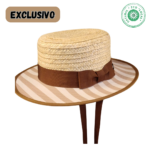 Chapéu de palha de centeio copa reta