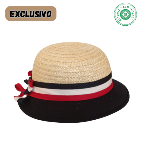 Cloche em palha de centeio com aba de cortiça e algodão