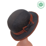 Chapéu em cortiça e algodão  Cloche Azul Marinho e Castanho