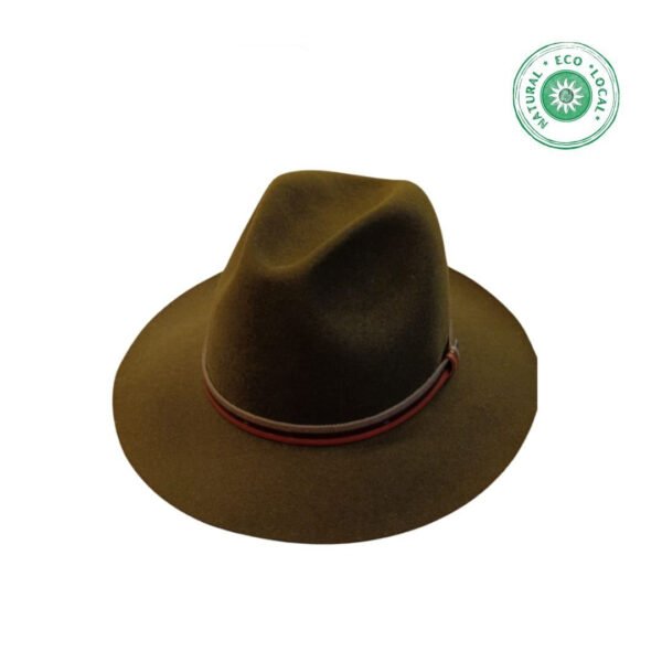 Chapéu Fedora aba 7 cm Tira couro tricolor  100 % lã de merino  Impermeável