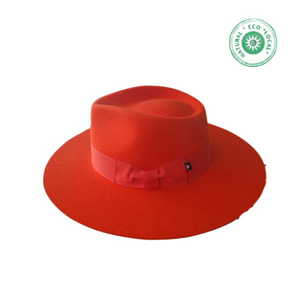 Chapéu modelo Fedora  100% lã Aba XL  Cor de Laranja