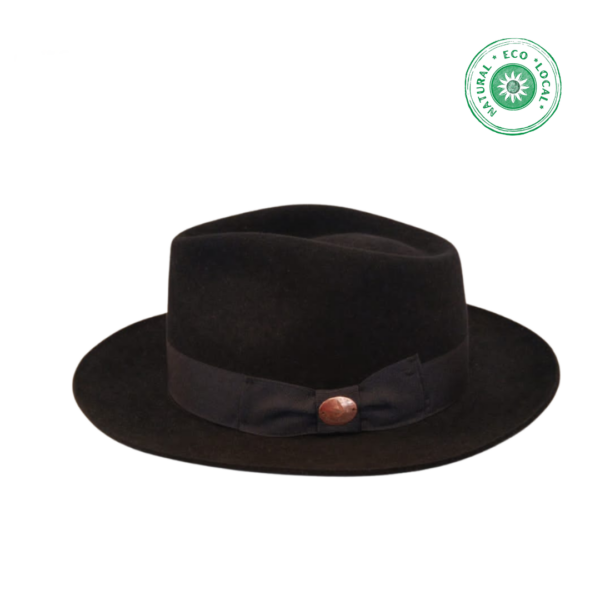 Chapéu modelo Fedora Feltro de pêlo de coelho Preto