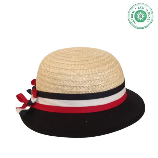 Cloche em palha de centeio com aba de cortiça e algodão