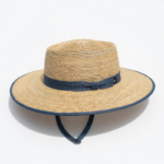 Chapéu palha de palma aba de 9 cm fita azul